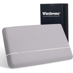 Winthome Memory Foam Pillow, Two-Sided Soft and Firm Neck Pillow for Sleeping, Suitable for Side, Back and Stomach Sleepers with Washable Cover