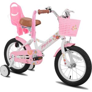 JOYSTAR Little Daisy Kids Bike for Girls Boys Ages 2-7 Years, 12in Girls Bikes with Doll Bike Seat & Streamers, Boys Bike with Flag & Number Plate, Multiple Colors, 12 Inch with Training Wheels