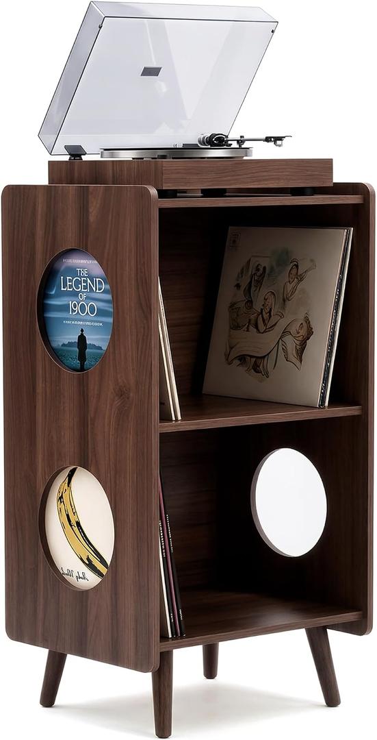 Record Player Stand, Turntable Stand with Vinyl Record Storage, 35"H x 19.1"W x 15.7"D