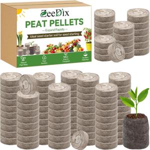 ZeeDix 200 Pcs (30mm) Peat Pellet Fiber Soil Plant Seed Starters- Seed Starter Pellets Pods Compressed Peat Pellets for Grow Herbs, Plant, Flowers, Vegetables, Seed Pods for Planting Easy Transplant