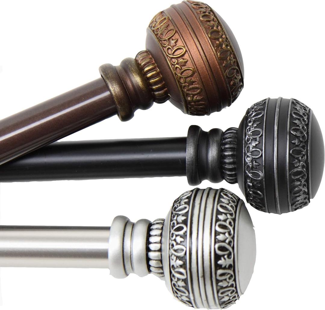 Rod Desyne Harvard 13/16" Single Curtain Rod, 66-120 inch, Black