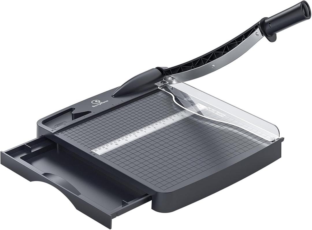 12 Inch Heavy Duty Paper Cutter, Guillotine Paper Cutter & Paper Trimmer, 12-16 Sheets Capacity Paper Cutting Board for Classroom, Crafting, Cardstock Gray