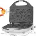 Spooky Mini Waffle Maker for Kids, Mini Pancake Maker Machine, Electric Small Waffle Iron, 8 Fun Character Waffle Maker, Gift for Christmas Halloween, White