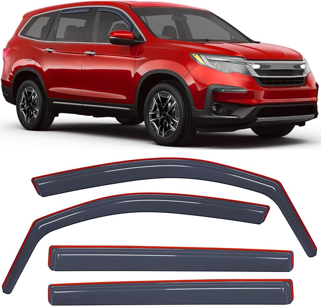 Nilight in-Channel Window Visors for Honda Pilot 2016-2022, Not Fit for Touring/Elite/Black Edition, Side Window Deflectors Rain Guards for Cars, Sleek Low Profile Design, Light Smoky Blue, 4PCS