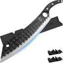 XYJ Slicing Japanese Chef Knife with Guards Protector,Curved Vegetable Butcher Knives Camping Kitchen Knives,Carving Brisket Knife,Full TangTang (11.5 Inch)