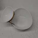 Porcelain Serving Bowl Set for Appetizer Serving Dishes Set with 2 Compartment, Chip and Dip Taco Rack Display Salad Bar Serving Set, Gold Stand (Large & Medium)