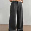 GORGLITTER Women's Low Rise Dress Pants Business Casual Wide Leg Trousers Work Dressy Low Waisted Straight Slacks Pants (Gray) S