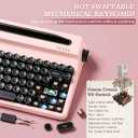 YUNZII QL75 Wireless Typewriter Hot Swap Retro Mechanical Keyboard,Punk Round Keycaps,RGB Backlit QMK/VIA Programmable,Multi-Device Keyboard with 2.4GHz/Type-C/BT5.0 (Pink, Cocoa Cream V2 Switch)
