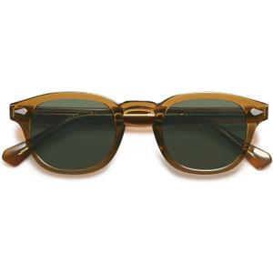 SOJOS Retro Small Round Sunglasses for Men Women Trendy Circle Style UV400 Lenses Unisex Sun Glasses SJ2251 (Olive Green/Dark Green)
