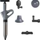 Generic Toilet Air Pressure Plunger, Air Pump Sink Clogged Plunger, with 4 Replaceable Head, Manual Drain Clog Unblock Tool for Bathroom Kitchen Home, Gray