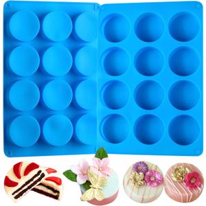 Sidosir 2Pcs Oreo Cookie Chocolate Silicone Mold, 12-Cavity Round Cylinder Oreo Chocolate Cover Molds for Candy, Silicone Baking Molds for Mini Cakes, Jelly