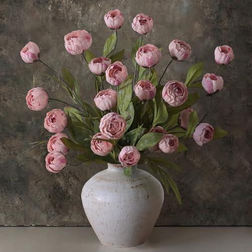 VIERENA 12 Pcs Faux Silk Peony Artificial Flowers for Vase -27", Bulk Fake Peonies Branches with Stems for DIY Bouquet Centerpieces Wedding Fillers Arrangements Shower Decorations (Blush Pink)