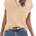 Zeagoo Womens Sweater Vest Fall 2026 Loose Fit Cape Sleeve Knit Ribbed Tank Tops with Front Pocket (Beige, S)