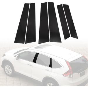 SecosAutoparts 6Pcs Exterior Window Pillar Posts Cover Trim Black, Compatible with Honda CRV 2007-2011, Door Side Window Pillar Molding
