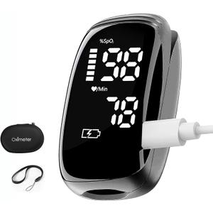 Pulse Oximeter, Blood Oxygen Meter, Fingertip Pulse Oximeter, Rechargeable Pulse Oximeter, Accurate Rapid Blood Oximeter SpO2 Reading Outdoor Sports Wide Use black