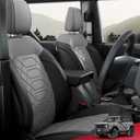 FREESOO Customized Seat Covers for Ford Bronco 4 Door 2021 2022 2023 2024, Full Set Waterproof Faux Leather Seat Covers BlackGrey