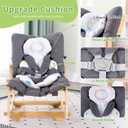 MallBest 3-in-1 Baby Rocker Chair with Double Cushions, for 0-12 Months, Adjustable Wooden Infant Rocker with Removable Cushion and 5-Point Harness for Infant to ToddlerGrey
