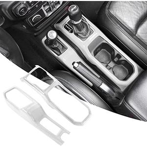 RT-TCZ Center Console Gear Shift Panel Trim Cover 4WD Four Wheel Drive Cup Holder Panel Trim Cover Decoration Interior Accessories for Jeep Wrangler JL JLU & Gladiator JT 2018-2024,White