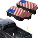 American Flag Stake Pocket Covers for 2019-2024 Chevy Silverado/GMC Sierra 1500, 2020-2024 GMC Sierra 2500/3500HD, Truck Bed Rail Caps Covers Rear Caps Bed Rail Holes Covers,(Blue/Red/Chrome, 2-Pack)