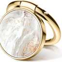 GVIEWIN Marble Cell Phone Ring Holder, Metal Kickstand Grip 360 Rotation Compatible with iPhone 17/16/15/14/Pro Max/Air/Plus Series & Galaxy S25/S24 Ultra and Other Phones (Pearlescent/Gold)