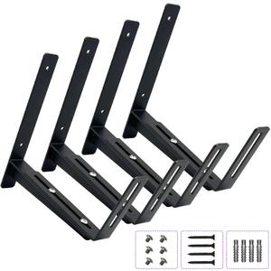 Window Box Brackets, Adjustable Heavy Duty Window Planter Box Brackets, Width Range: 4.412 Inches (1133 Cm), with 75 Lbs Capacity, Black (Wall-Mounted, 4)