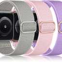 DaQin 3 Pack Stretchy Solo Loop Compatible with Apple Watch Bands for Women 42mm 41mm 40mm 38mm, Soft Nylon Braided Elastic Strap for iWatch Band Series 11 10 9 8 7 6 5 4 3 SE Ultra 3 Ultra 2 Ultra