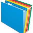 Pendaflex Hanging File Folders, Letter Size, Assorted Colors, 1/5-Cut Adjustable Tabs, 25 Per Box (81663)