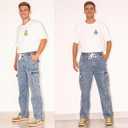 Men's Hiking Pants Cargo Jeans for Hiking, Fishing, Tactical, Jogger - Multi-Pocket Denim Work Pants (Blue, M)