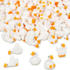 100 Pcs Mini Resin Goose Cute Miniature Garden Accessories Animal Figurines Mini Resin Animals for Garden Miniatures Decoration Office Desk Decor