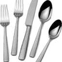 Mikasa Oliver Satin Flatware Set for 12, 65 Piece 18/10 Stainless Steel Silverware with Stylish Satin Finish and Serving Utensils, Durable Dinnerware Service
