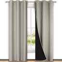 NICETOWN Natural Blackout Curtains 84 inches Long, Full Light Blocking Drapes with Black Liner for Nursery, Thermal Insulated Draperies for Hall, Villa (2 Pieces, 42" Wide Each Panel, Natural)