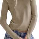 Womens Pullover Shirts Casual Basic Layering Top Fall (S)
