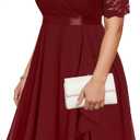 Plus Size Wedding Guest Dress Semi Formal Burgundy Holiday Cocktail Party Summer Mother Elegant Lace Curvy Women Fall, 16W
