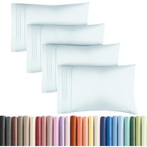 Queen Pillow Cases Set of 4 - Ultra Soft Hotel Quality Pillowcase Covers - Comfy, Cozy & Wrinkle Free - Shrinkage, Stain & Fade Resistant - Machine Washable Pillow Protectors - 4 Piece Set - Ice Blue