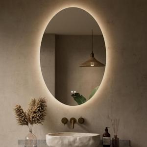 Keonjinn Oval LED Mirror for Bathroom 24" x 36", Backlit Mirror Bathroom with Dimmable 3 Colors Lights, Anti-Fog Tempered Glass Vanity Mirror, UL Listed LED Driver, Plug in/Hardwired