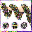 50FT Mardi Gras Tinsel Garland, Purple Green Gold Metallic Mardi Gras Garland Shiny Tinsel for Home Room Mantel Stairs Indoor Outdoor Mardi Gras Decorations and Carnival Party Decorations (Style 1)