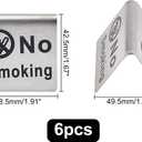 AHANDMAKER 6 Pcs Stainless Steel No Smoking Table Sign, Double Side Stainless Steel No Smoking Sign Card, No Smoking Table Tent Signs, Restaurant Office Non-Smoking Desk Logo Indicator, 1.91x1.67"