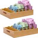 Bamboo Lid Holder Food Container, Kitchen Organizer with 5 Adjustable Dividers, Cabinet Organizer for Food, Kitchen Gadget, Container Lids (2pcs)