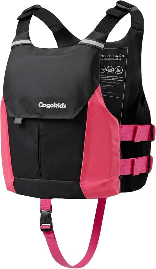 Gogokids Swim Vest for Kid, Lightweight Low Profile Swimming Aid | Front Pocket, Adjustable Buckles, Reflective Strips, Floaties for Swimming, Youth Swim Vest for Kayaking and Boating Size: Teen (75-125 lbs)