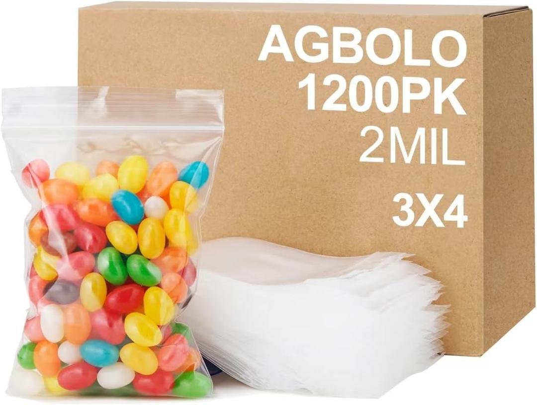 1200Pcs Small Plastic Bag for Jewelry, 3x4'' Small Zip Bag Baggies Resealable, 2 Mil(2 Layer) Durable Small Zip Bag for Pill and Business - Clear