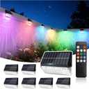 LumiZen Solar Deck Lights 8 Pack, 12 Modes RGB Color with Remote Dimmable Solar Fence Lights Outdoor Led Powered Christmas Light Waterproof Color Changing for Step, Fence, Yard, Patio, Pool and Yard