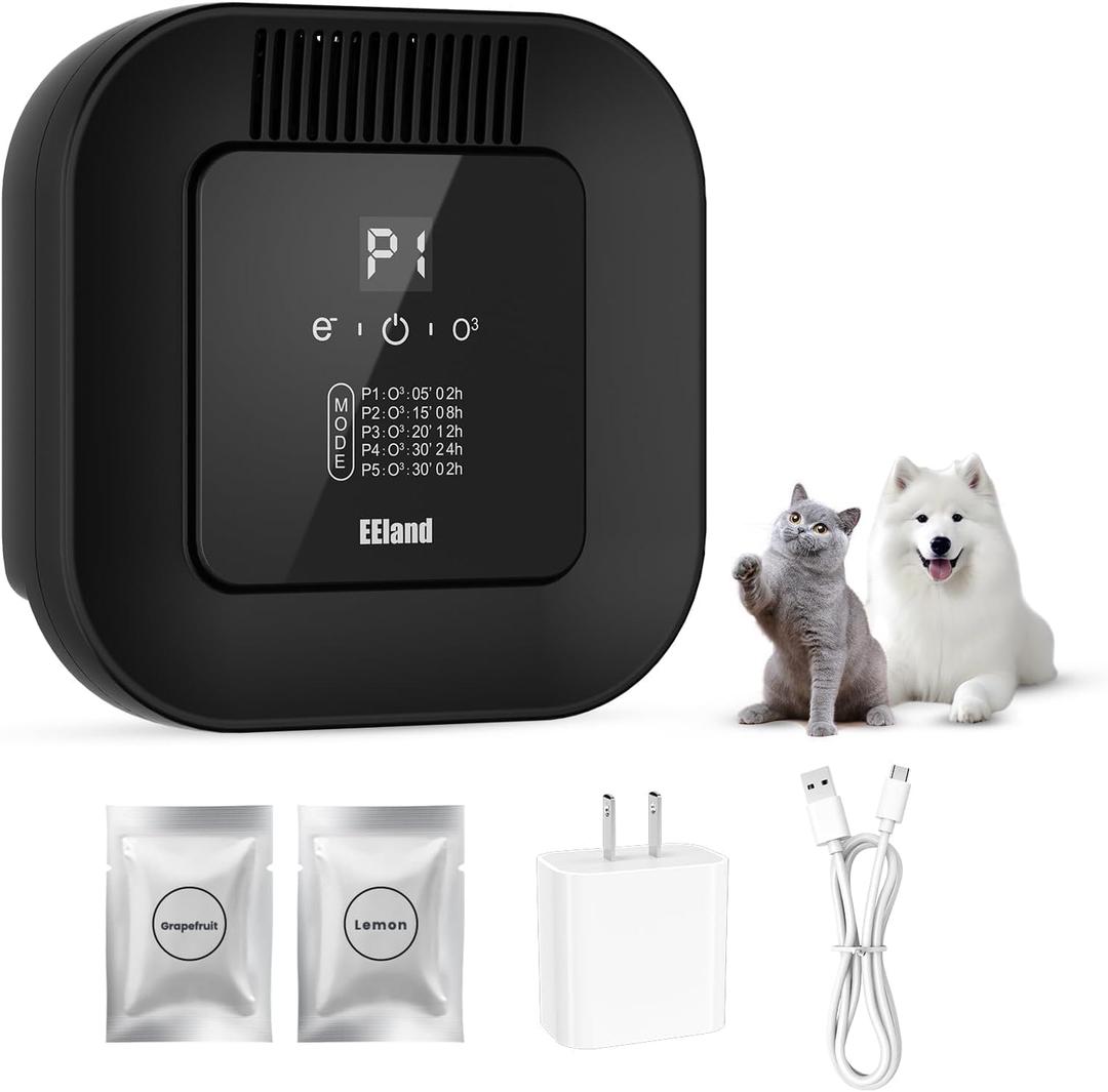 Cat Litter Deodorizer & Strong Odor Eliminator with Ozone & Aromatherapy  5 Mode Air Purifier for Dog Poop, Cat Pee & Urine, Smoke  Plug in USB for Litter Box, Pet Home, Car, Kitchen, Bathroom