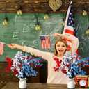 Nitial 2 Set 4th of July Artificial Flowers Memorial Day Red Blue White Picks Decor with Vase Patriotic Bouquets Arrangement Table Centerpieces for Fourth of July Home Office Table Decoration