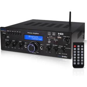 Pyle Wireless Bluetooth Home Stereo Amplifier - Multi-Channel 200 Watt Power Amplifier Home Audio Receiver System w/HDMI, Optical/Phono/Coaxial, FM Radio, USB/SD, AUX, RCA, Mic in - Remote - PDA9HBU