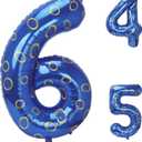 3 x Blue and Golden Rings Birthday Decorations, 40Inch Blue and Golden Rings Theme Number 6 Foil Balloons for Boy 6th Birthday Party Decor