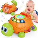 Baby Toys 6 to 12 Months, Musical Turtle Crawling Baby Toys for 12-18 Month, Early Learning Educational Toy with Light & Sound, Birthday Toy for Infant Toddler Boy Girl 7 8 9 10 11 month 1-2 Year Old (Orange)