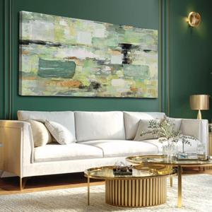Ocevarin Large Abstract Green Canvas Wall Art for Living Room Modern Art Prints Paintings Color Block Art Wall Decor for Bedroom Office 29"x 58"