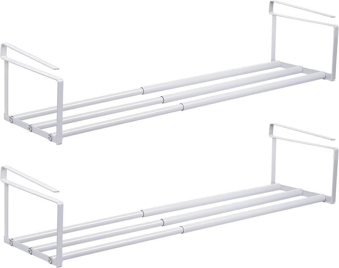 Qianyu 2 PCS Expandable Shoe Rack Organizer Adjustable Under Cabinet Shoe Rack Retractable Hanging Shelf for Space Saving Clothing Storage Dorm Room (White)