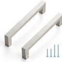 Ravinte 50 Pack Cabinet Handles Square Cabinets Cupboard Hanldes Brushed Nickel Drawer Pulls Stainless Steel Kitchen Cabinet Pulls Cabinet Hardware Drawer Handles 5 inch Hole Center