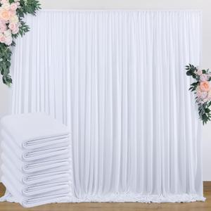 30x10ft Wrinkle Free White Backdrop Curtain for Parties Soft Fabric Drapes Wedding White Curtain Backdrop for Birthday Party Decorations Background for Photography 5x10ft, 6 Panels